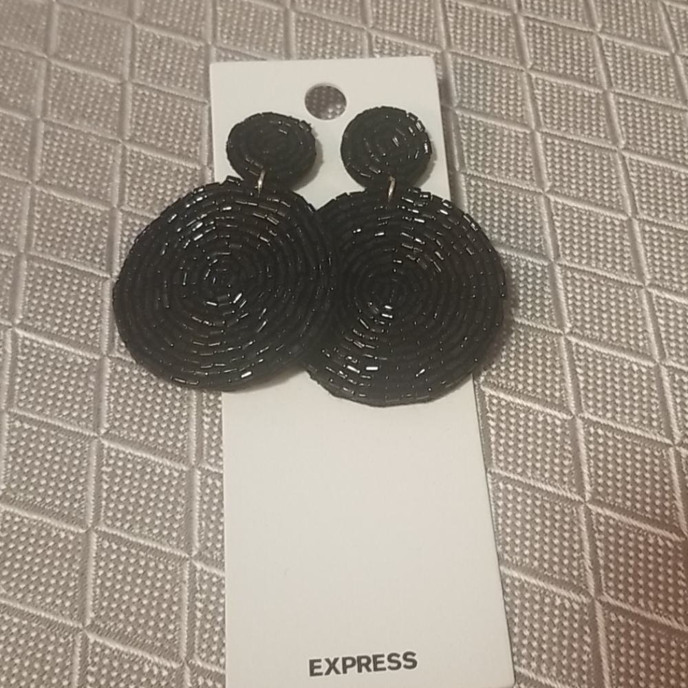 Black Beaded Earrings